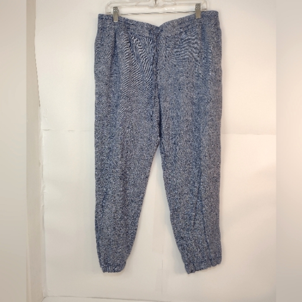 Old Navy Women's Chambray Blue Linen Blend Pull Up High -waist Pants